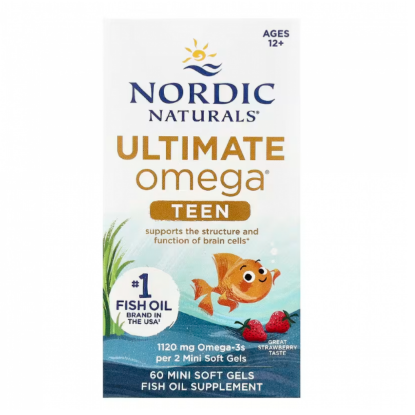 Picture of Nordic Naturals Teen Fish Oil, Strawberry, Ages 12+ — 60 Softgels
