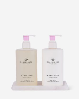 Picture of Glasshouse Fragrances A Tahaa Affair Hand Care Duo with Tray — 2 × 450 mL + Tray