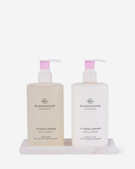 Picture of Glasshouse Fragrances A Tahaa Affair Hand Care Duo with Tray — 2 × 450 mL + Tray