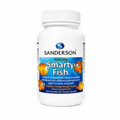 Picture of Sanderson Smarty Fish Omega-3 with Colostrum, Iodine & Zinc — 120 Chewable Capsules